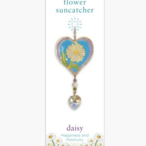 April Birth Month Flower Pendent Daisy Motif with a Heart Crystal