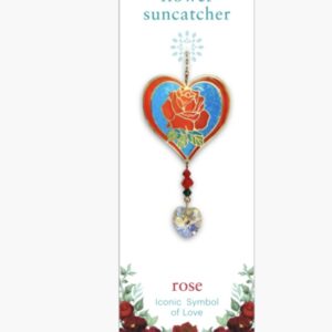 June Birth Month Flower Pendent Rose Motif with a Heart Crystal