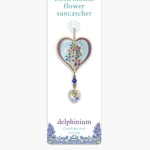 July Birth Month Flower Pendent Delphinium Motif with a Heart Crystal