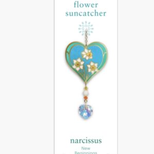 December Birth Month Flower Pendent Narcissus Motif with a Heart Crystal