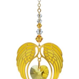 Carded Angel Wing Heart - Topaz - November Birthstone Colour